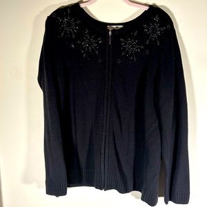 Women’s cardigan snowflake sweater, size 2X, CJ Banks, cotton and acrylic blend